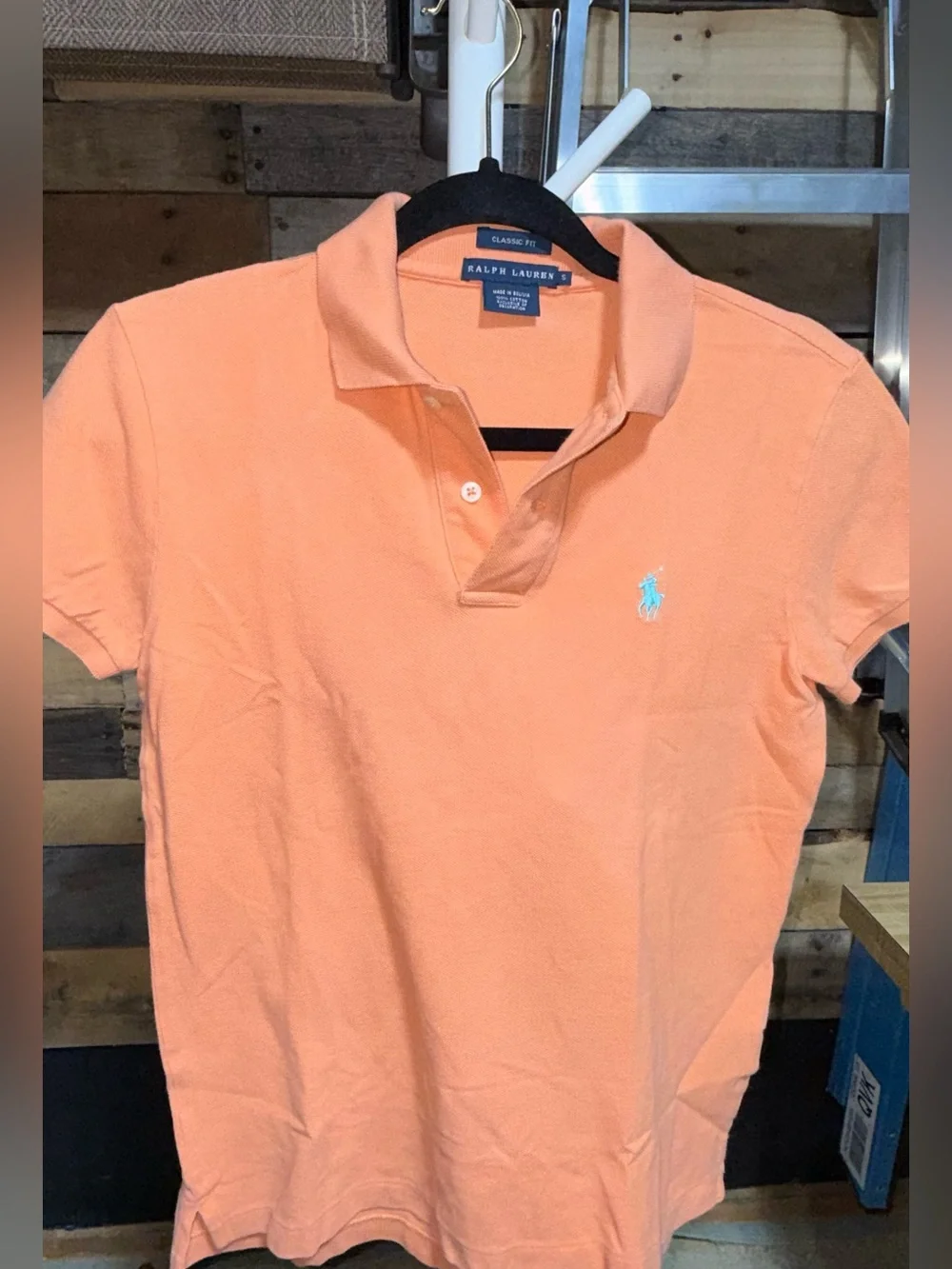 Womans Ralph Lauren Classic Fit Polo Shirt - Peach Small